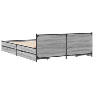 Bed Frame with Drawers without Mattress Grey Sonoma 150x200 cm King Size