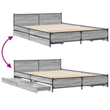 Bed Frame with Drawers without Mattress Grey Sonoma 150x200 cm King Size