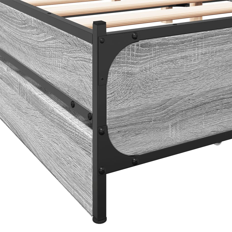 Bed Frame with Drawers without Mattress Grey Sonoma 150x200 cm King Size