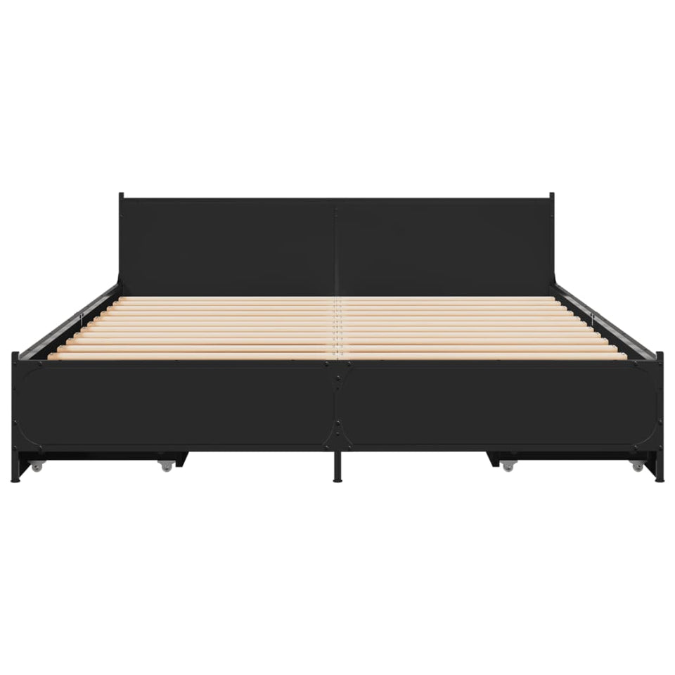 Bed Frame with Drawers without Mattress Black 140x200 cm