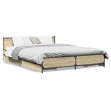 Bed Frame with Drawers without Mattress Sonoma Oak 140x200 cm