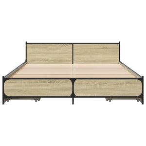 Bed Frame with Drawers without Mattress Sonoma Oak 140x200 cm