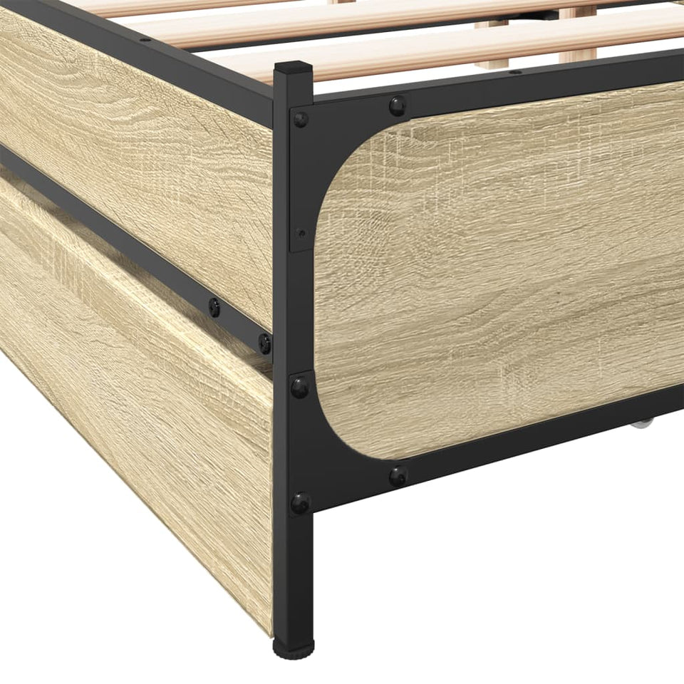 Bed Frame with Drawers without Mattress Sonoma Oak 140x200 cm