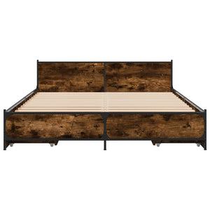 Bed Frame with Drawers without Mattress Smoked Oak 140x200 cm