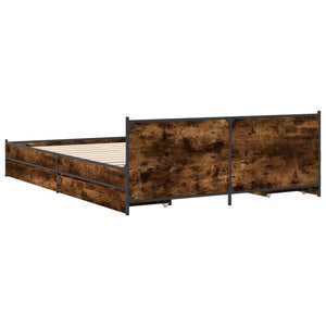 Bed Frame with Drawers without Mattress Smoked Oak 140x200 cm