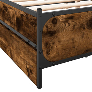 Bed Frame with Drawers without Mattress Smoked Oak 140x200 cm