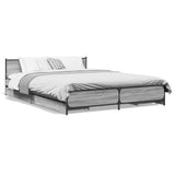 Bed Frame with Drawers without Mattress Grey Sonoma 140x200 cm