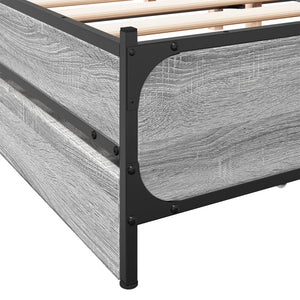 Bed Frame with Drawers without Mattress Grey Sonoma 140x200 cm