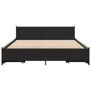 Bed Frame with Drawers without Mattress Black 120x200 cm