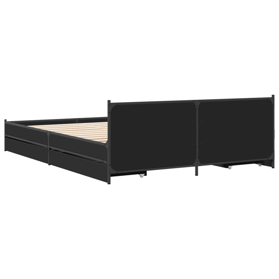 Bed Frame with Drawers without Mattress Black 120x200 cm