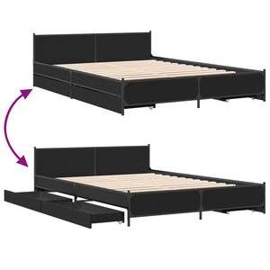 Bed Frame with Drawers without Mattress Black 120x200 cm