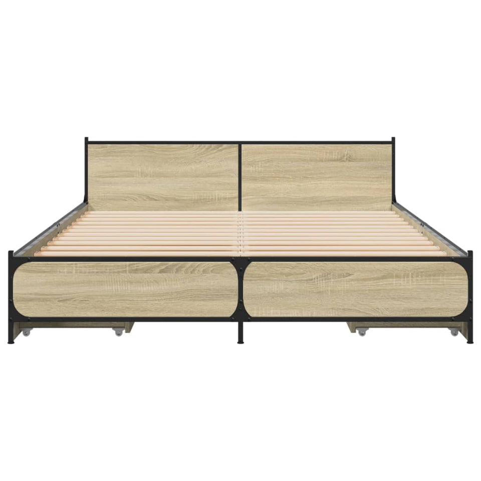 Bed Frame with Drawers without Mattress Sonoma Oak 120x200 cm