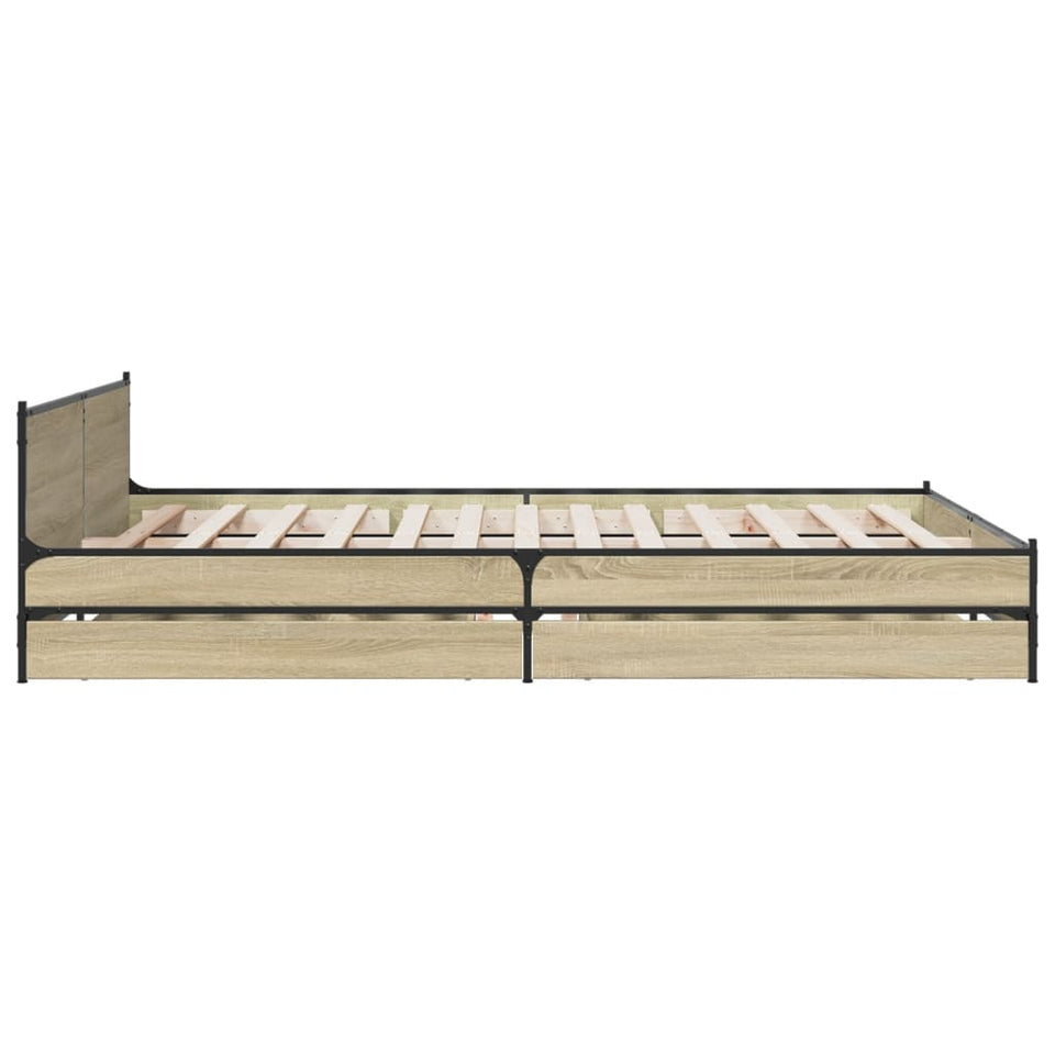 Bed Frame with Drawers without Mattress Sonoma Oak 120x200 cm