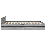 Bed Frame with Drawers without Mattress Grey Sonoma 120x200 cm