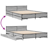 Bed Frame with Drawers without Mattress Grey Sonoma 120x200 cm