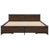 Bed Frame with Drawers without Mattress Brown Oak 120x200 cm