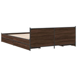 Bed Frame with Drawers without Mattress Brown Oak 120x200 cm