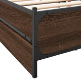 Bed Frame with Drawers without Mattress Brown Oak 120x200 cm