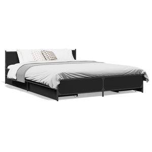 Bed Frame with Drawers without Mattress Black 135x190 cm Double