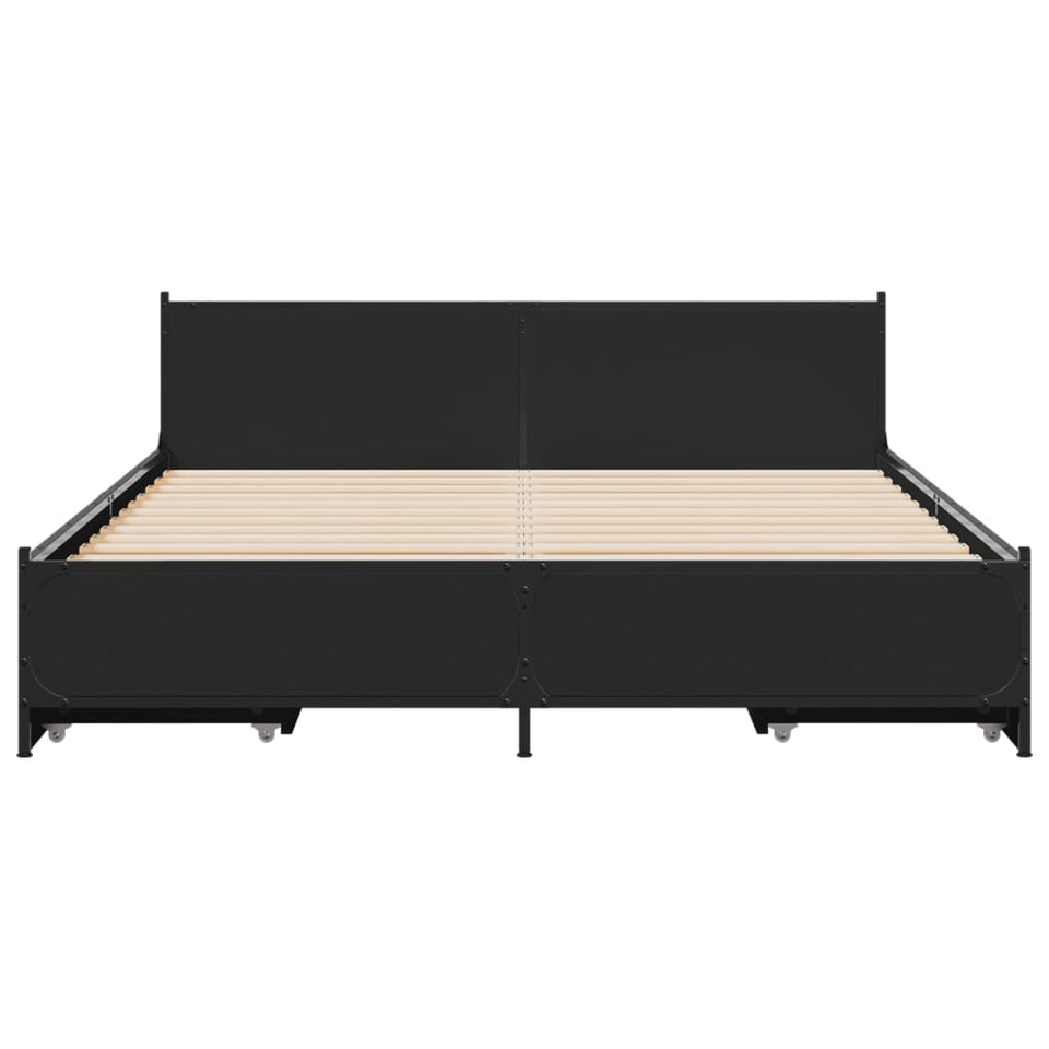 Bed Frame with Drawers without Mattress Black 135x190 cm Double