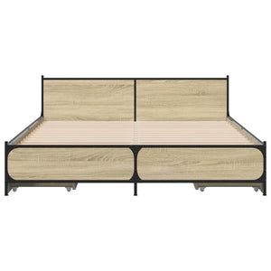 Bed Frame with Drawers Sonoma Oak 135x190 cm Double Engineered Wood