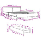 Bed Frame with Drawers Sonoma Oak 135x190 cm Double Engineered Wood