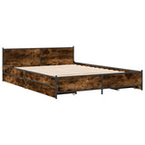 Bed Frame with Drawers without Mattress Smoked Oak 135x190 cm Double