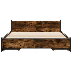 Bed Frame with Drawers without Mattress Smoked Oak 135x190 cm Double