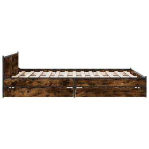 Bed Frame with Drawers without Mattress Smoked Oak 135x190 cm Double