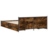 Bed Frame with Drawers without Mattress Smoked Oak 135x190 cm Double