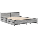 Bed Frame with Drawers Grey Sonoma 135x190 cm Double Engineered Wood