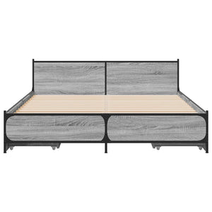 Bed Frame with Drawers Grey Sonoma 135x190 cm Double Engineered Wood