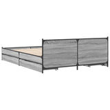 Bed Frame with Drawers Grey Sonoma 135x190 cm Double Engineered Wood