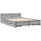 Bed Frame with Drawers Grey Sonoma 120x190 cm Small Double Engineered Wood