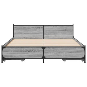 Bed Frame with Drawers Grey Sonoma 120x190 cm Small Double Engineered Wood