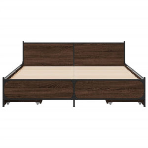 Bed Frame with Drawers without Mattress Brown Oak 120x190 cm Small Double