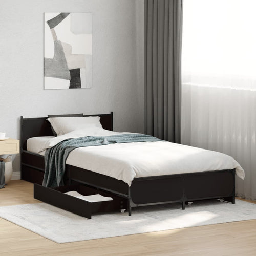 Bed Frame with Drawers without Mattress Black 90x190 cm Single