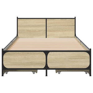 Bed Frame with Drawers Sonoma Oak 100x200 cm Engineered Wood