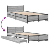 Bed Frame with Drawers Grey Sonoma 100x200 cm Engineered Wood