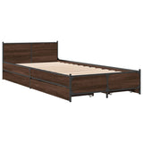 Bed Frame with Drawers Brown Oak 100x200 cm Engineered Wood