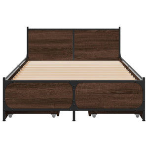 Bed Frame with Drawers Brown Oak 100x200 cm Engineered Wood