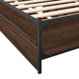 Bed Frame with Drawers Brown Oak 100x200 cm Engineered Wood