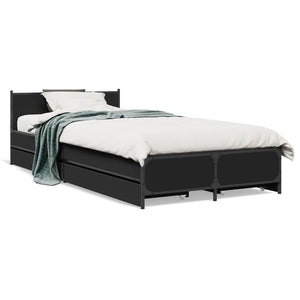 Bed Frame with Drawers without Mattress Black 90x200 cm