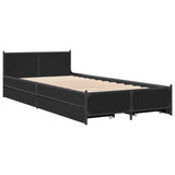 Bed Frame with Drawers without Mattress Black 90x200 cm