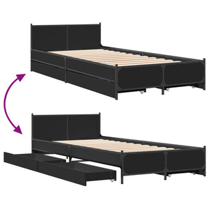 Bed Frame with Drawers without Mattress Black 90x200 cm