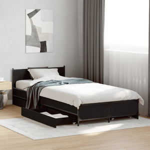 Bed Frame with Drawers without Mattress Black 90x200 cm