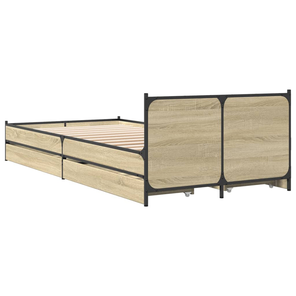 Bed Frame with Drawers without Mattress Sonoma Oak 90x200 cm