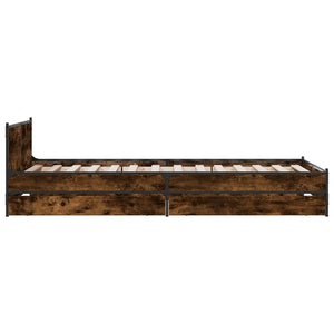 Bed Frame with Drawers Smoked Oak 75x190 cm Small Single Engineered Wood