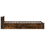 Bed Frame with Drawers Smoked Oak 75x190 cm Small Single Engineered Wood