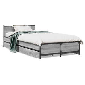 Bed Frame with Drawers without Mattress Grey Sonoma 75x190 cm Small Single